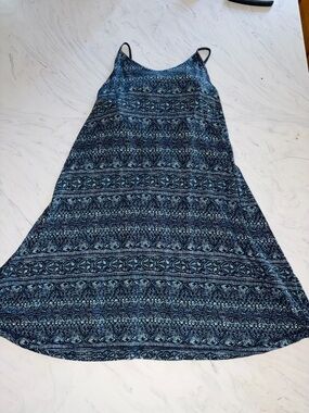 Patagonia Halter sun Edisto blue pattern print dress tribal knit stretch m new
